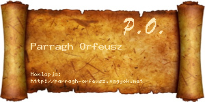 Parragh Orfeusz névjegykártya